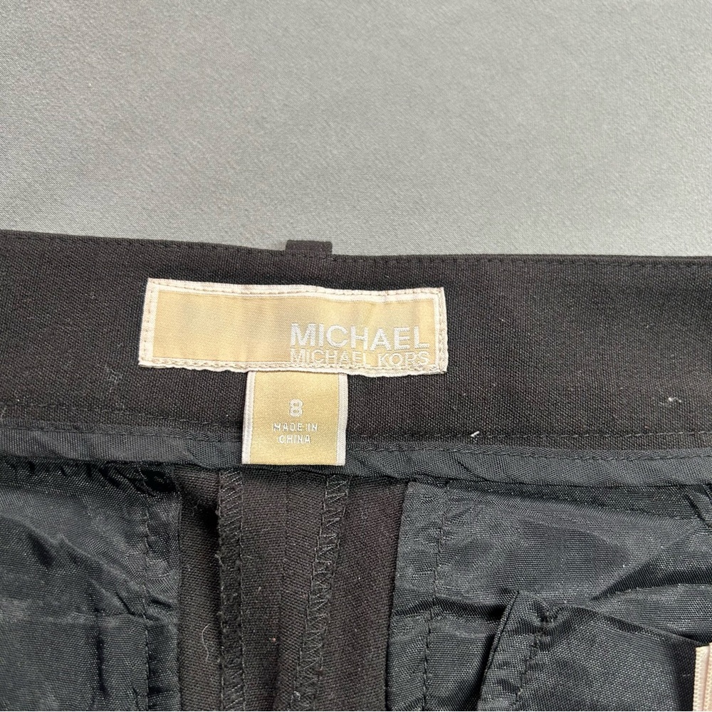 Michael Kors Black Dress Pants Slacks Sz 8 Straight Leg Logo Plate Business - Picture 5 of 9